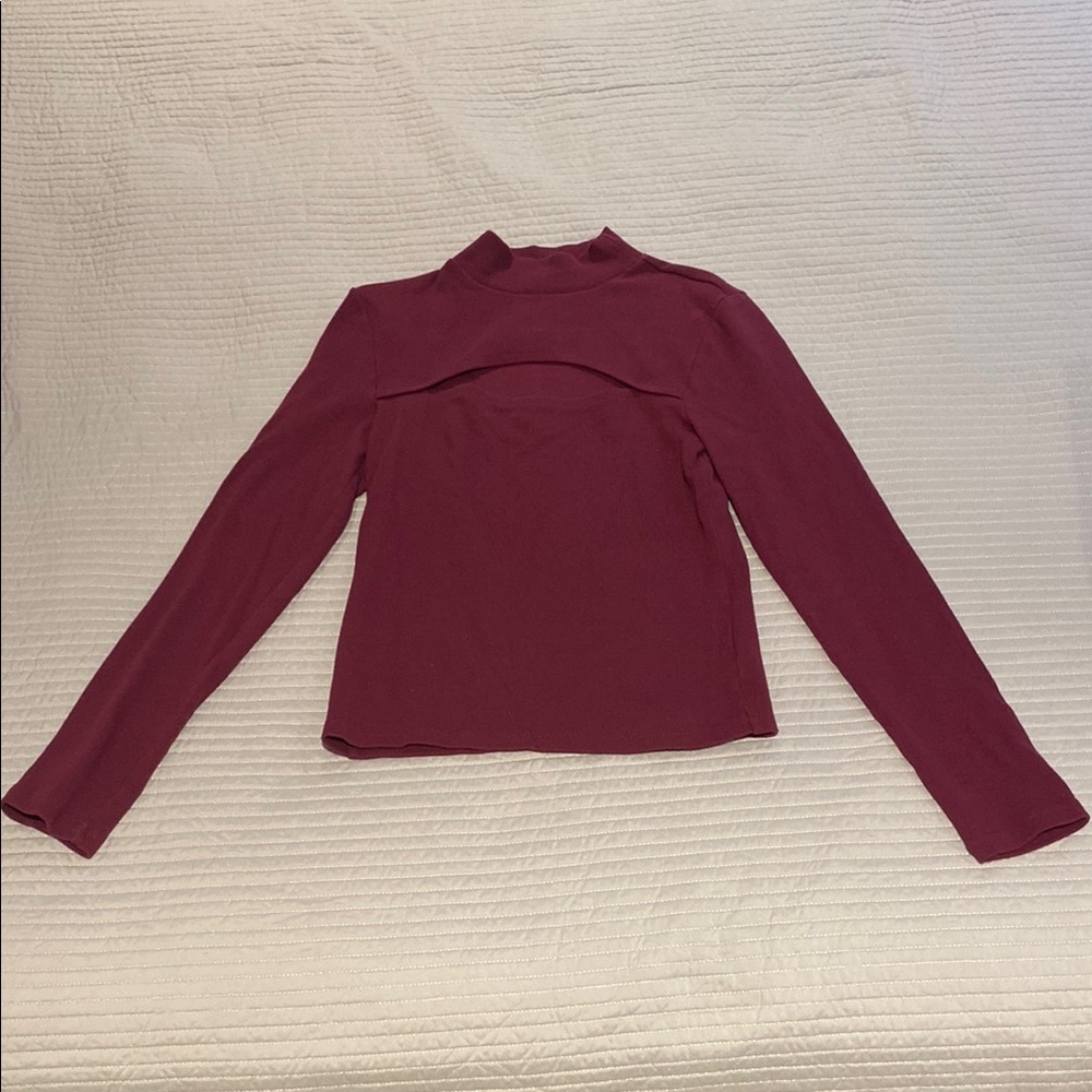 Berry Long Sleeve Knit Top with Cutout